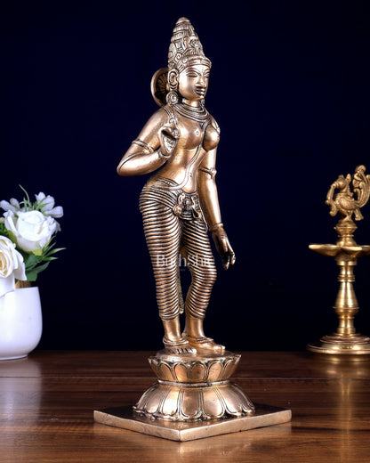 Pure Brass Standing Uma Parvati – Bhoga Shakti Idol 11 inch - Budhshiv.com