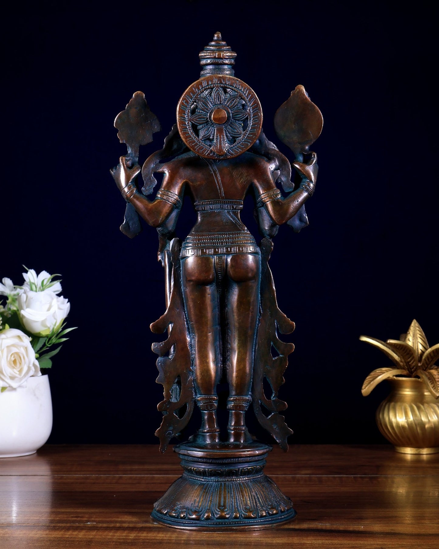 Pure Brass Standing Vishnu Statue antique finish – 12 Inch - Budhshiv.com