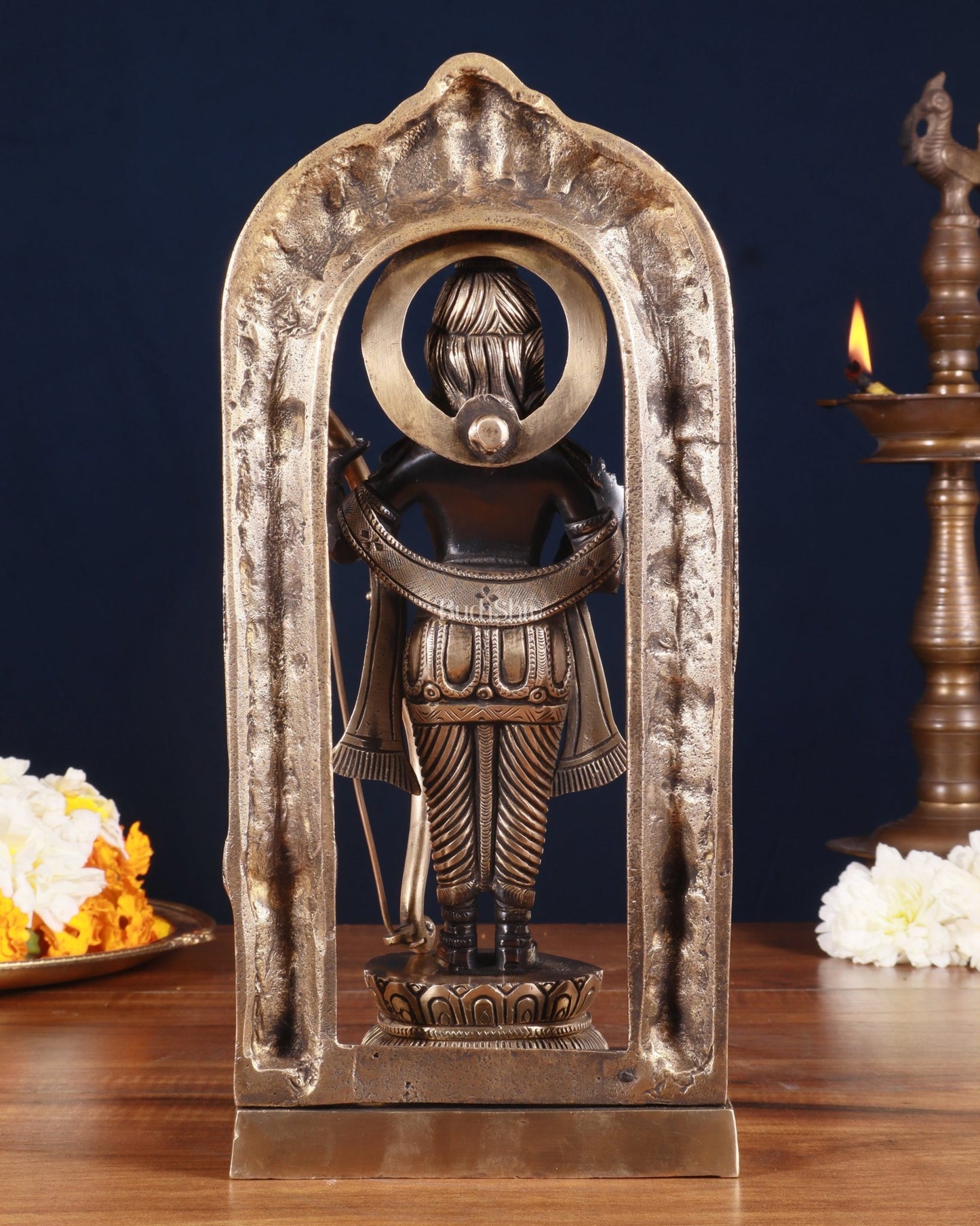 Pure Brass Superfine Ayodhya Ram Lalla Idol - 12" black and gold - Budhshiv.com