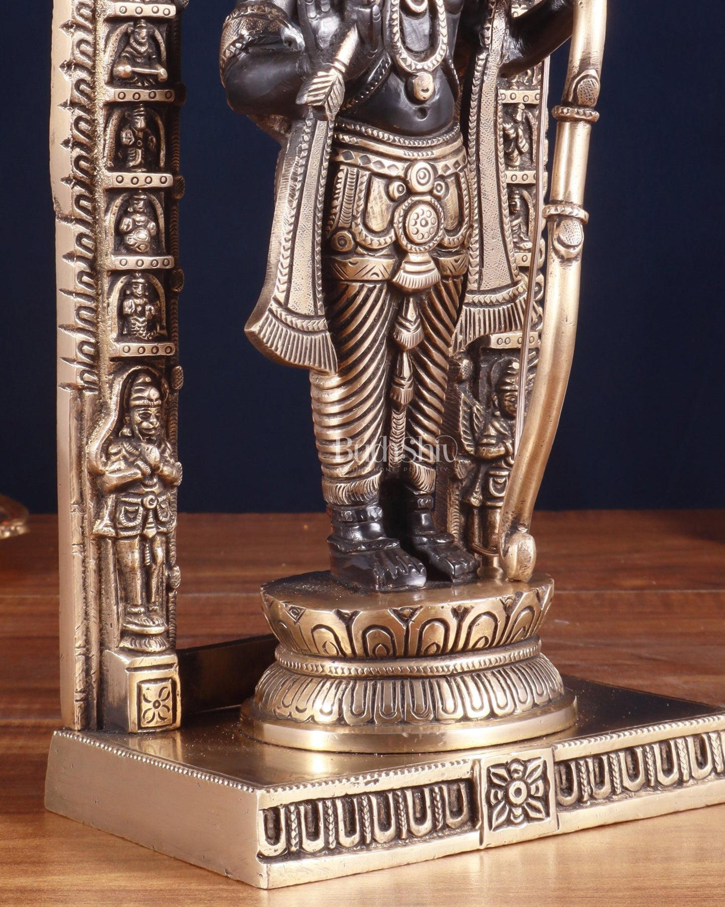 Pure Brass Superfine Ayodhya Ram Lalla Idol - 12" black and gold - Budhshiv.com