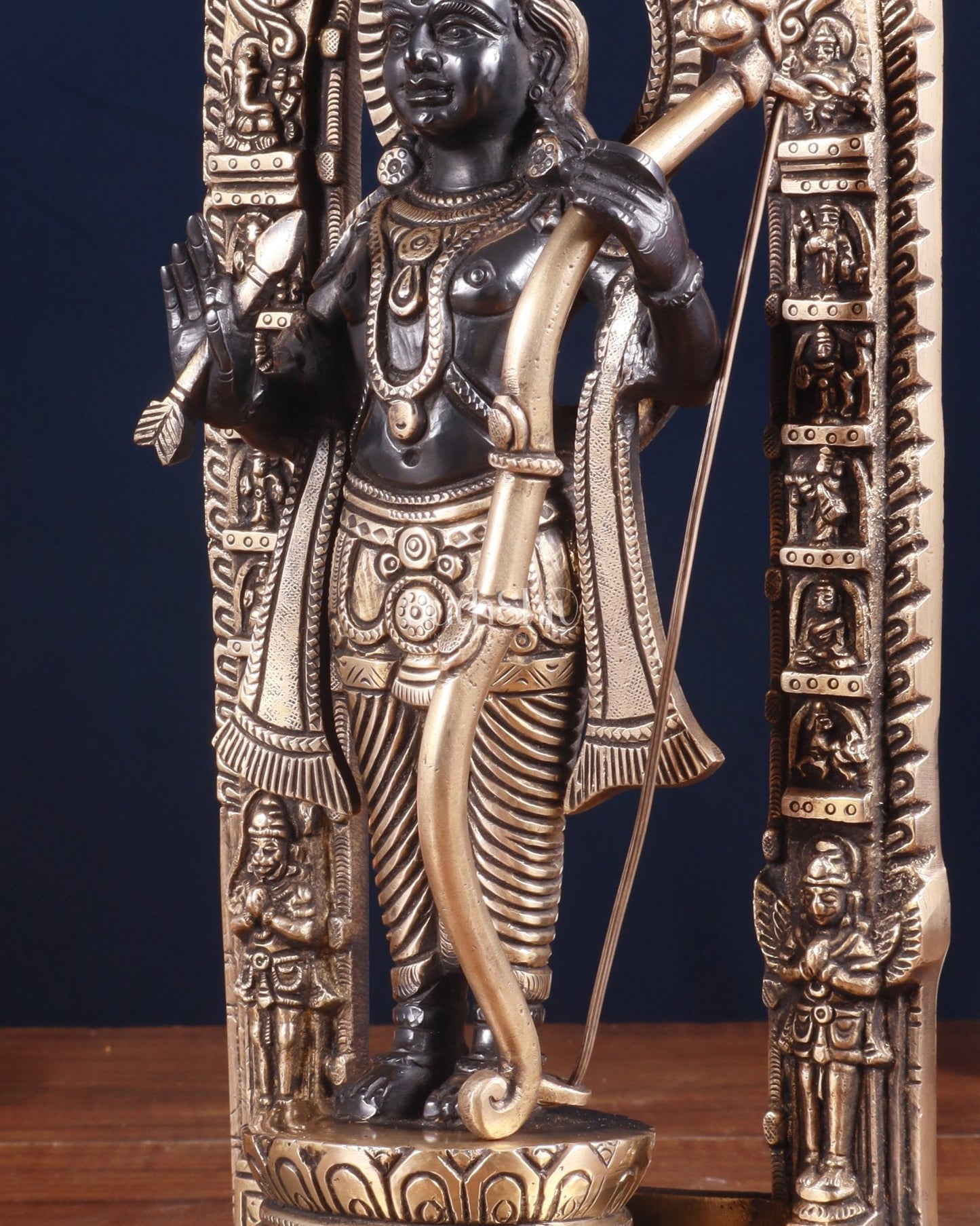 Pure Brass Superfine Ayodhya Ram Lalla Idol - 12" black and gold - Budhshiv.com