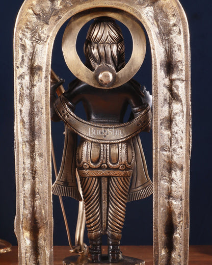 Pure Brass Superfine Ayodhya Ram Lalla Idol - 12" black and gold - Budhshiv.com