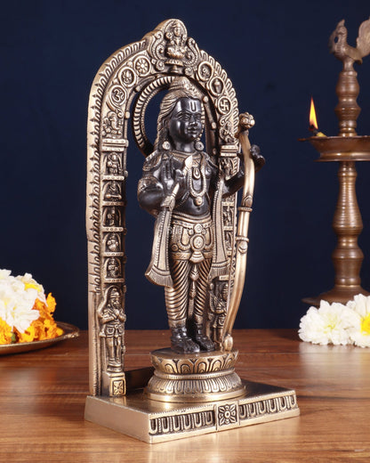 Pure Brass Superfine Ayodhya Ram Lalla Idol - 12" black and gold - Budhshiv.com