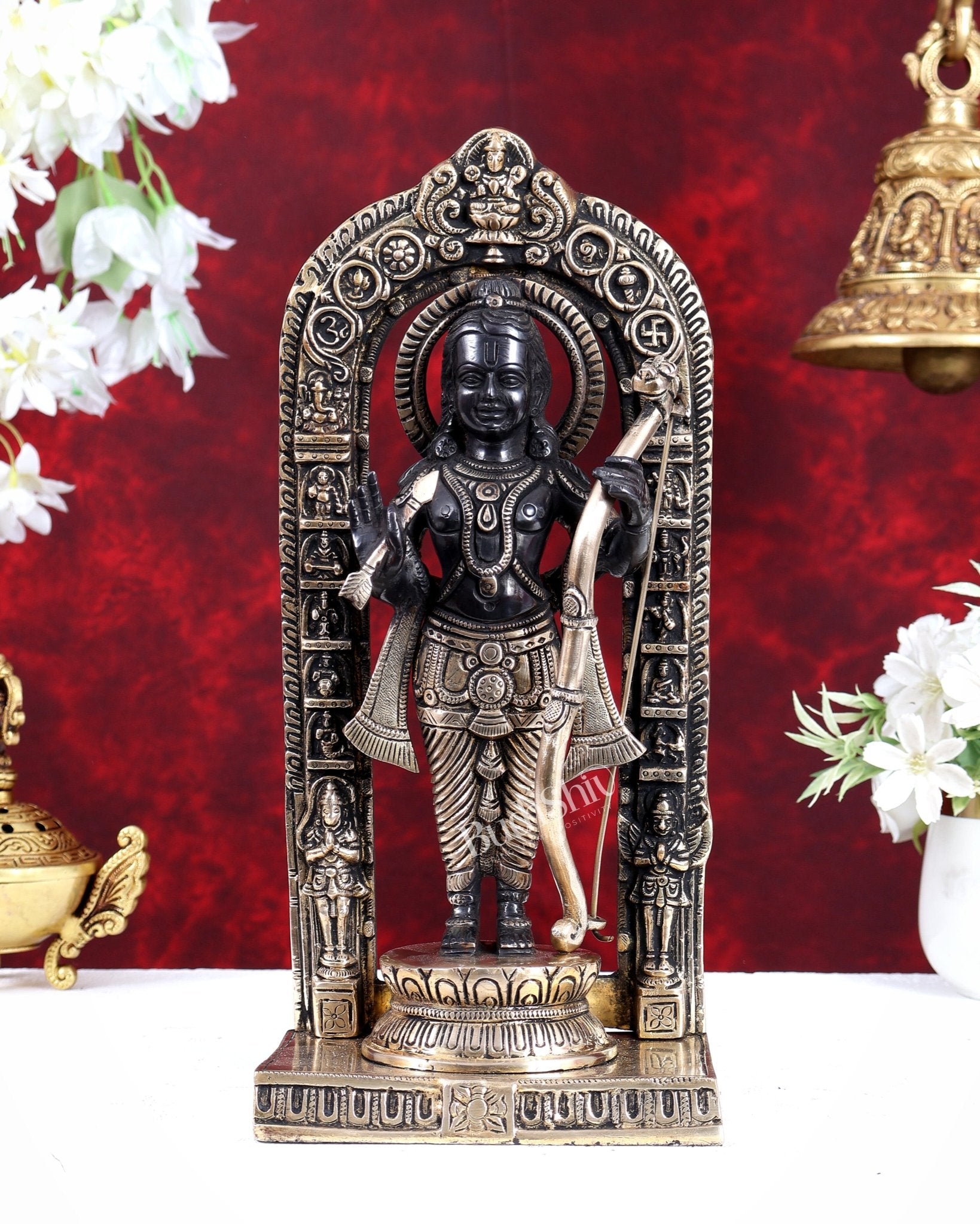 Pure Brass Superfine Ayodhya Ram Lalla Idol - 12" black edition - Budhshiv.com