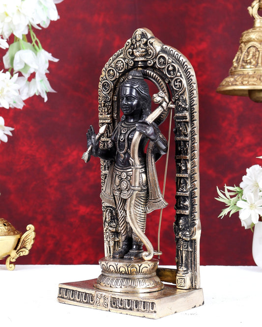 Pure Brass Superfine Ayodhya Ram Lalla Idol - 12" black edition - Budhshiv.com