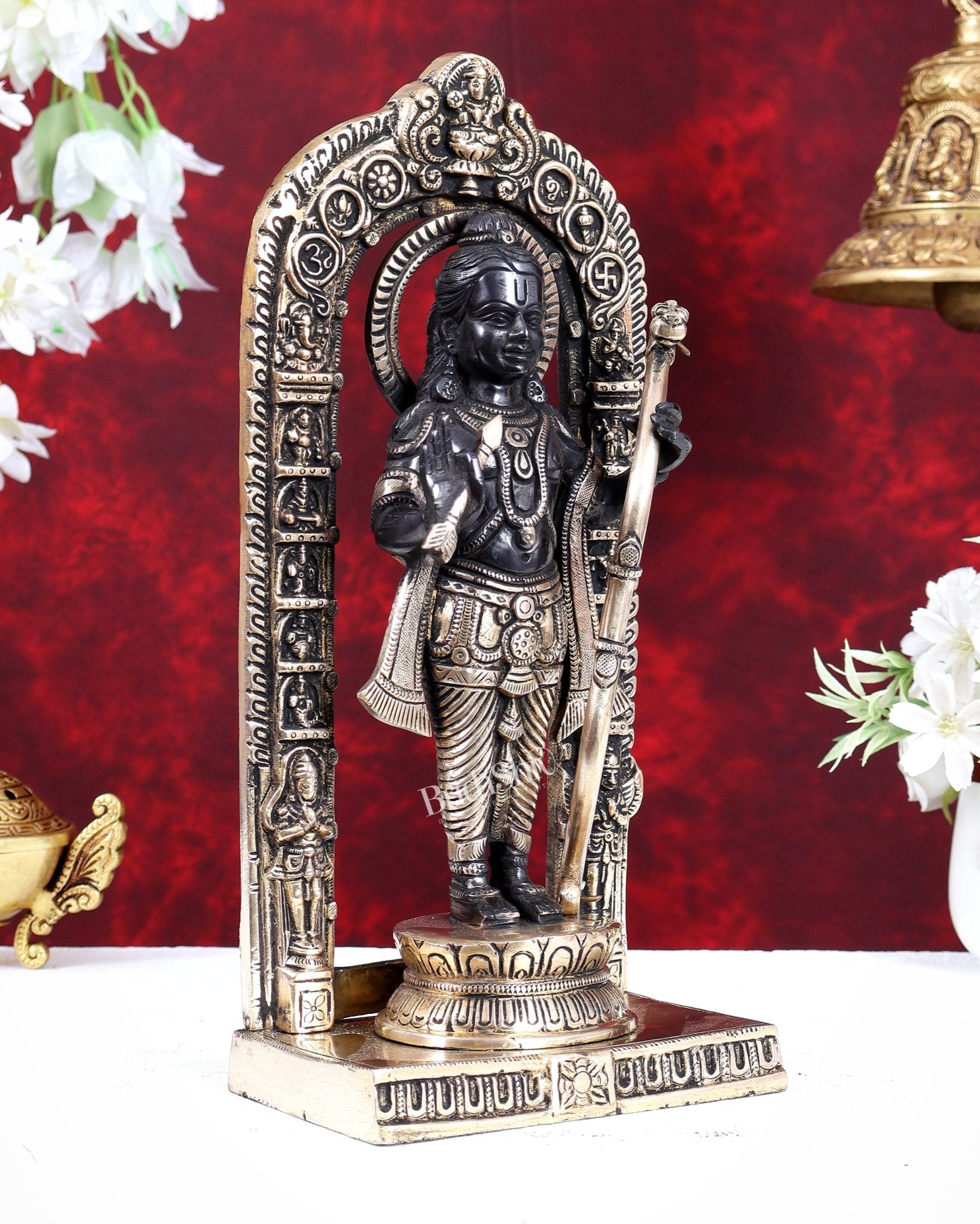 Pure Brass Superfine Ayodhya Ram Lalla Idol - 12" black edition - Budhshiv.com