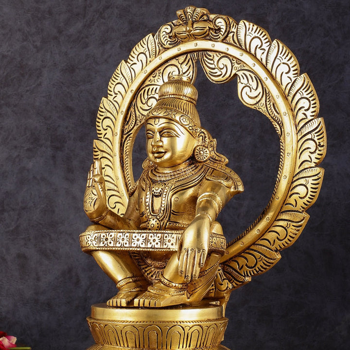 Pure Brass Superfine Ayyappa Swamy Idol - 12" - Budhshiv.com