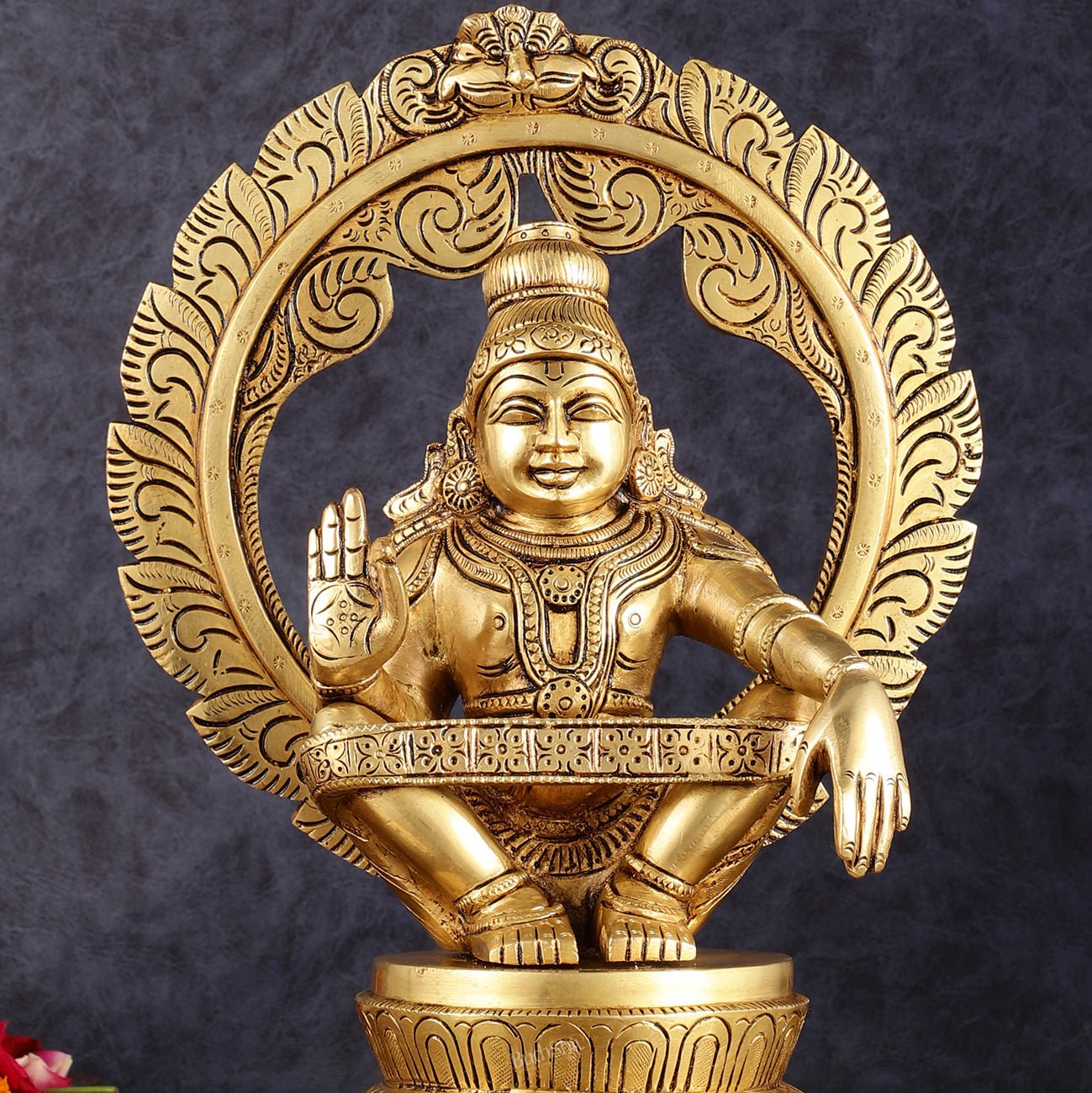 Pure Brass Superfine Ayyappa Swamy Idol - 12" - Budhshiv.com