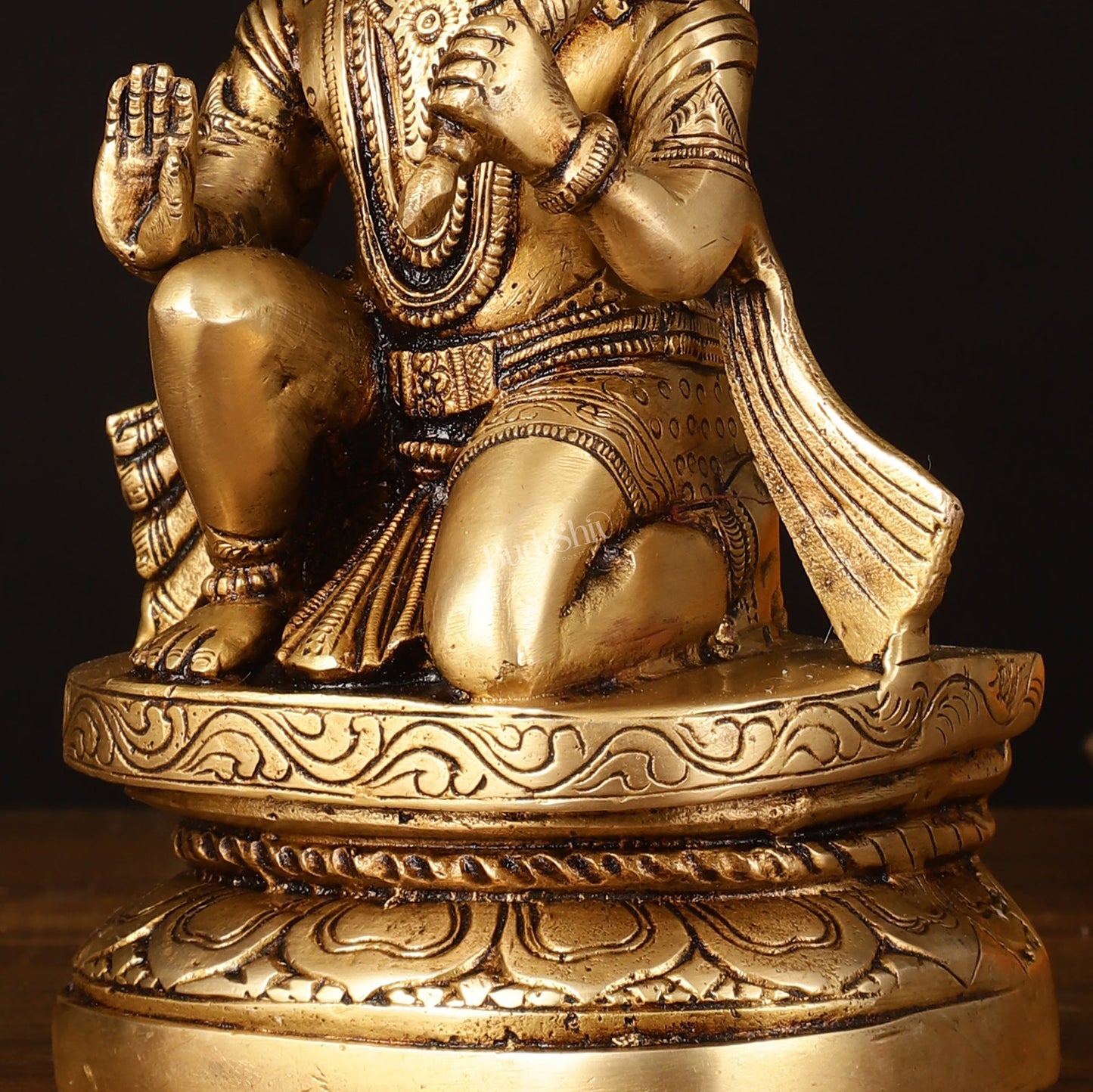 Pure Brass Superfine Blessing Hanuman Idol - 8" Divine Sculpture - Budhshiv.com
