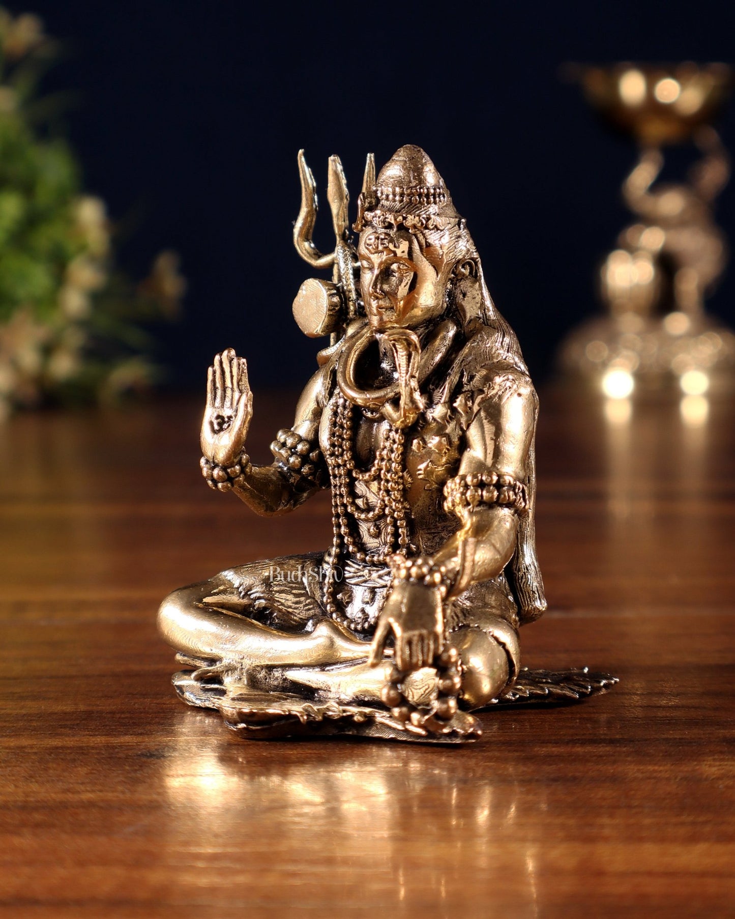 Pure Brass Superfine Blessing Lord Shiva Idol – 3" - Budhshiv.com
