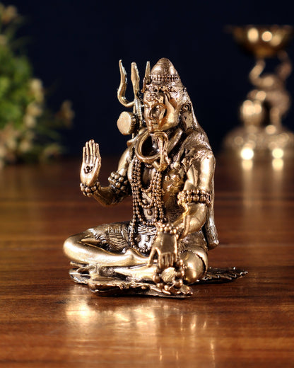 Pure Brass Superfine Blessing Lord Shiva Idol – 3" - Budhshiv.com