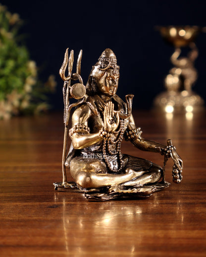 Pure Brass Superfine Blessing Lord Shiva Idol – 3" - Budhshiv.com