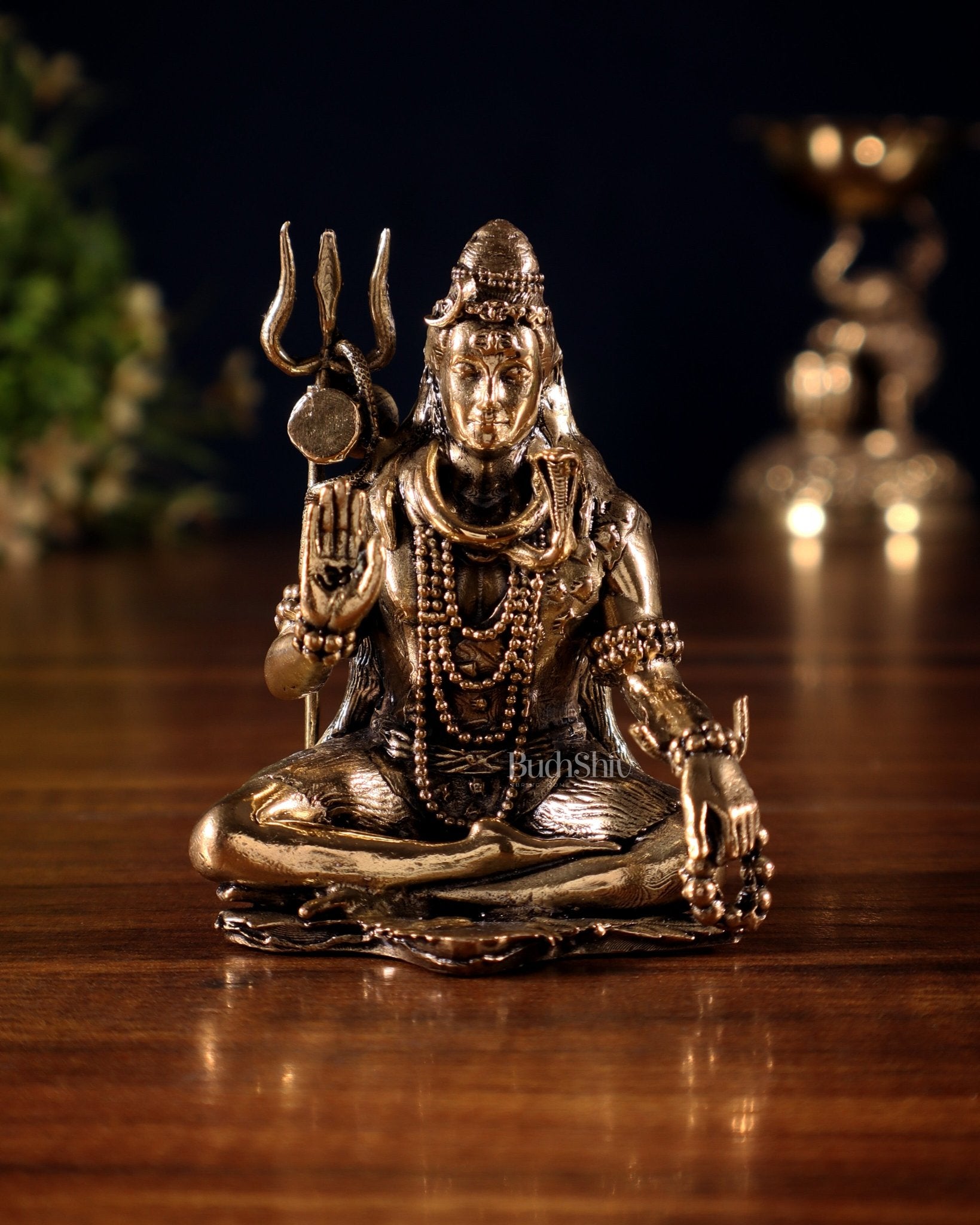 Pure Brass Superfine Blessing Lord Shiva Idol – 3" - Budhshiv.com