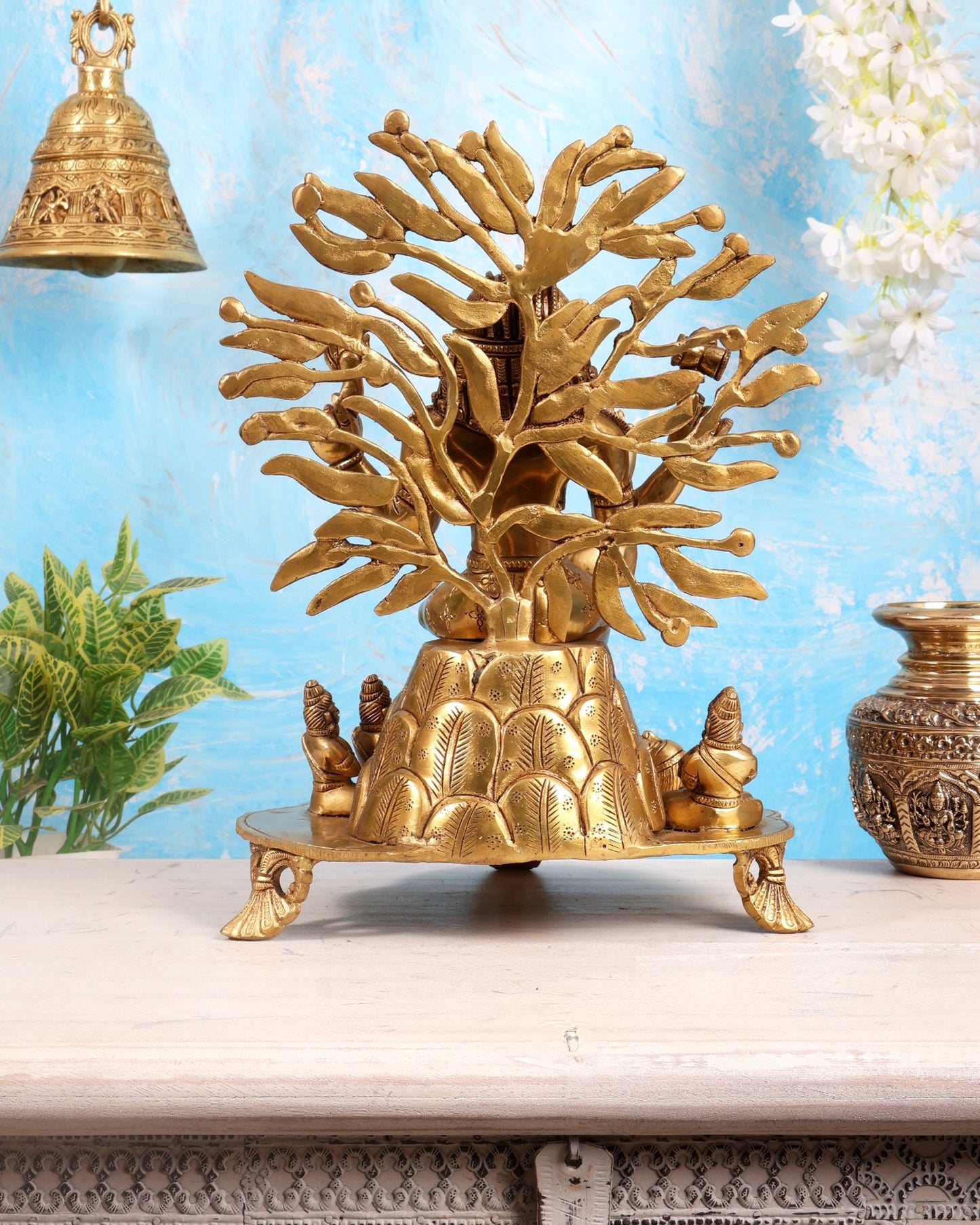 Pure Brass Superfine Dakshinamurthy Shiva 14" enhanced carvings - Budhshiv.com