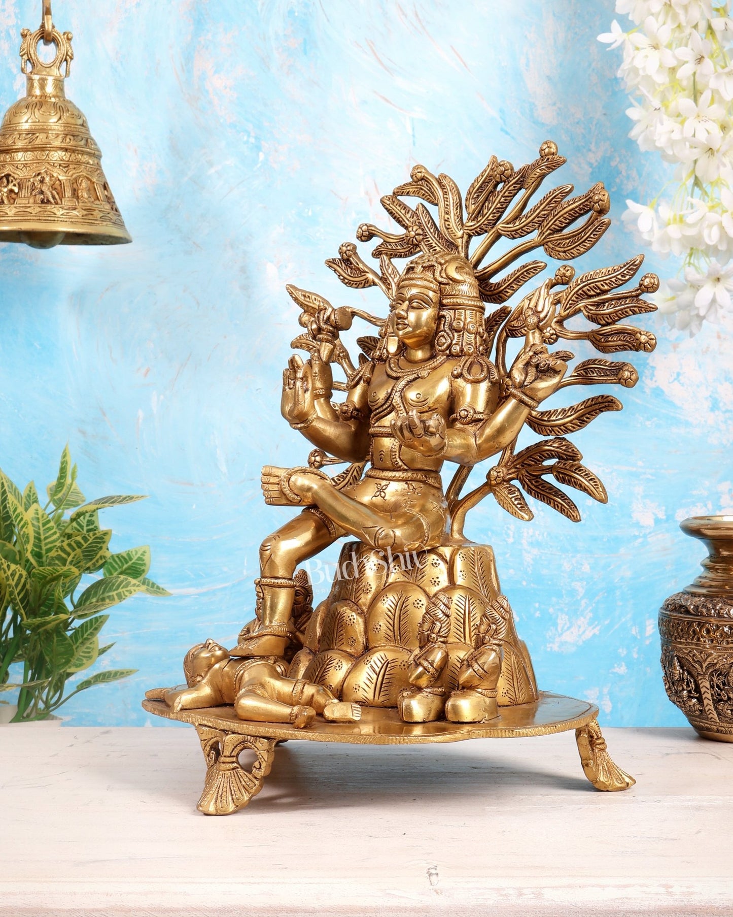 Pure Brass Superfine Dakshinamurthy Shiva 14" enhanced carvings - Budhshiv.com