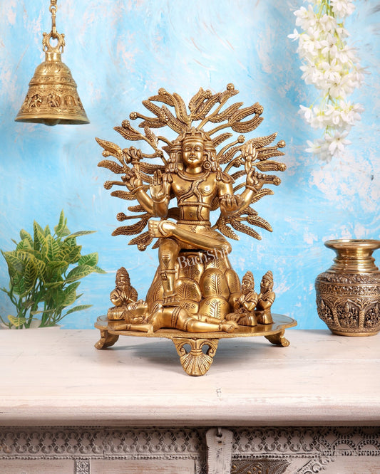 Pure Brass Superfine Dakshinamurthy Shiva 14" enhanced carvings - Budhshiv.com