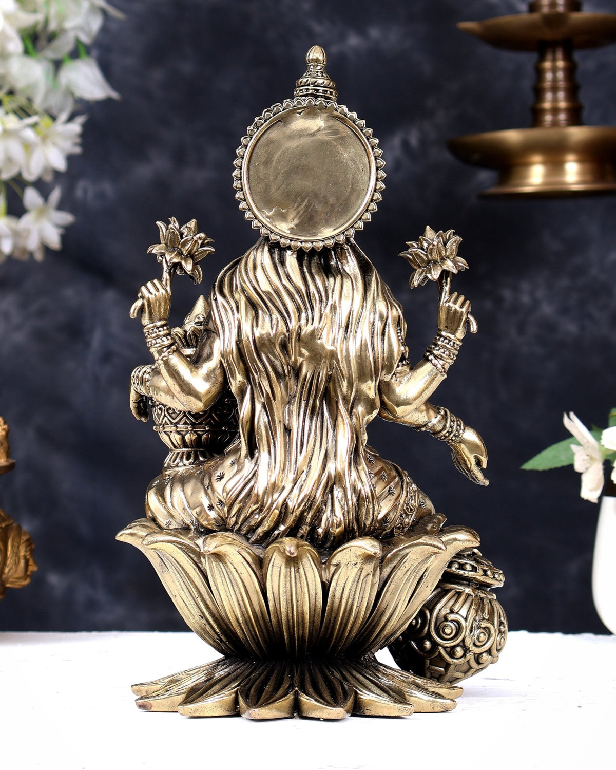 Pure Brass Superfine Dhan Lakshmi Idol – 10 Inch | Intricately Handcrafted - Budhshiv.com