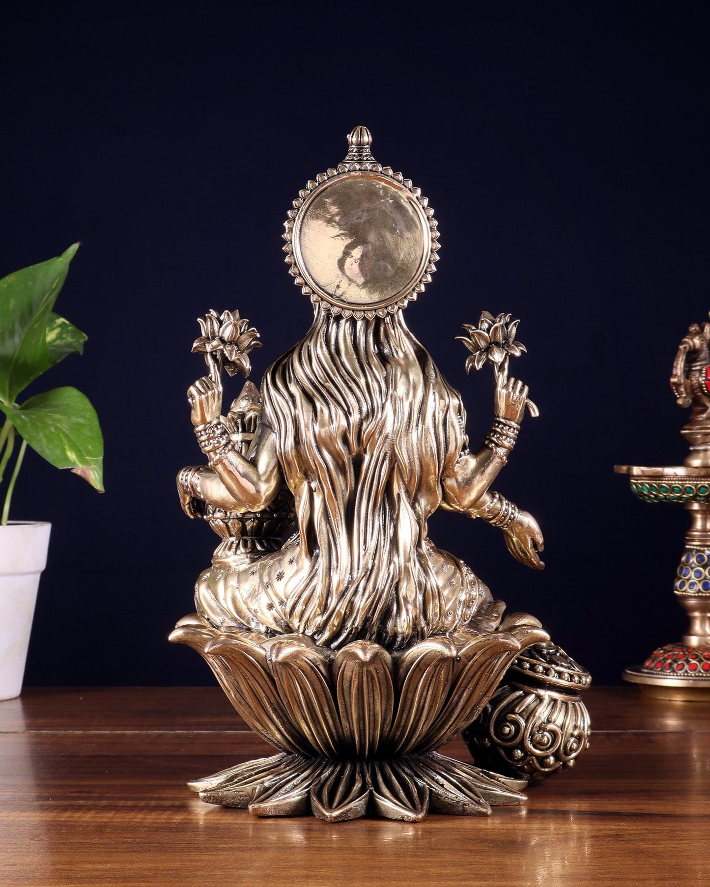 Pure Brass Superfine Dhan Lakshmi Idol – 10 Inch | Intricately Handcrafted - Budhshiv.com