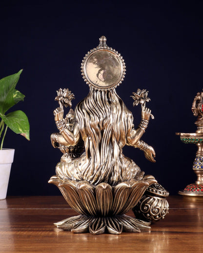 Pure Brass Superfine Dhan Lakshmi Idol – 10 Inch | Intricately Handcrafted - Budhshiv.com