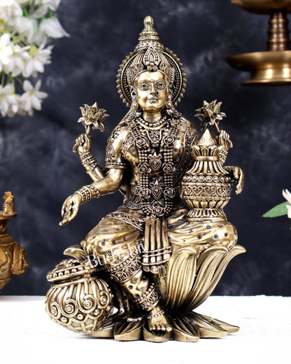 Pure Brass Superfine Dhan Lakshmi Idol – 10 Inch | Intricately Handcrafted - Budhshiv.com