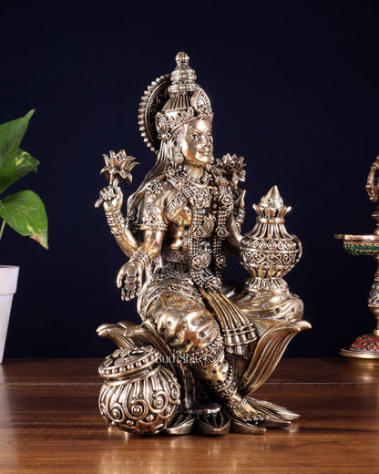 Pure Brass Superfine Dhan Lakshmi Idol – 10 Inch | Intricately Handcrafted - Budhshiv.com