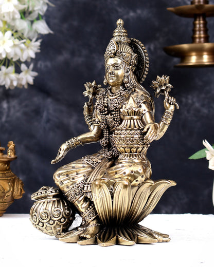 Pure Brass Superfine Dhan Lakshmi Idol – 10 Inch | Intricately Handcrafted - Budhshiv.com