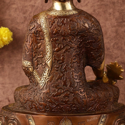 Pure Brass Superfine Dual Tone Medicine Buddha Statue - 12.5" - Budhshiv.com