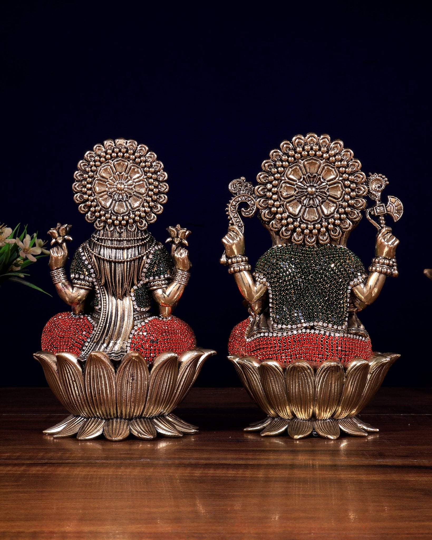 Pure Brass Superfine Ganesha Lakshmi Idol Set – Available in 4, 6 & 8 Inch jewellers artwork - Budhshiv.com