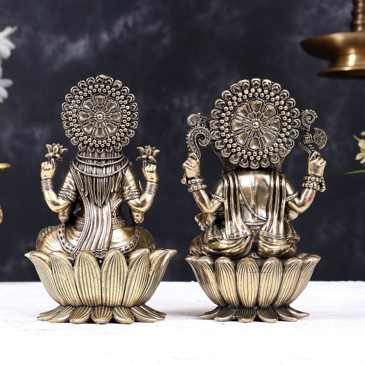 Pure Brass Superfine Ganesha Lakshmi Idol Set – Available in 4, 6 & 8 Inches - Budhshiv.com