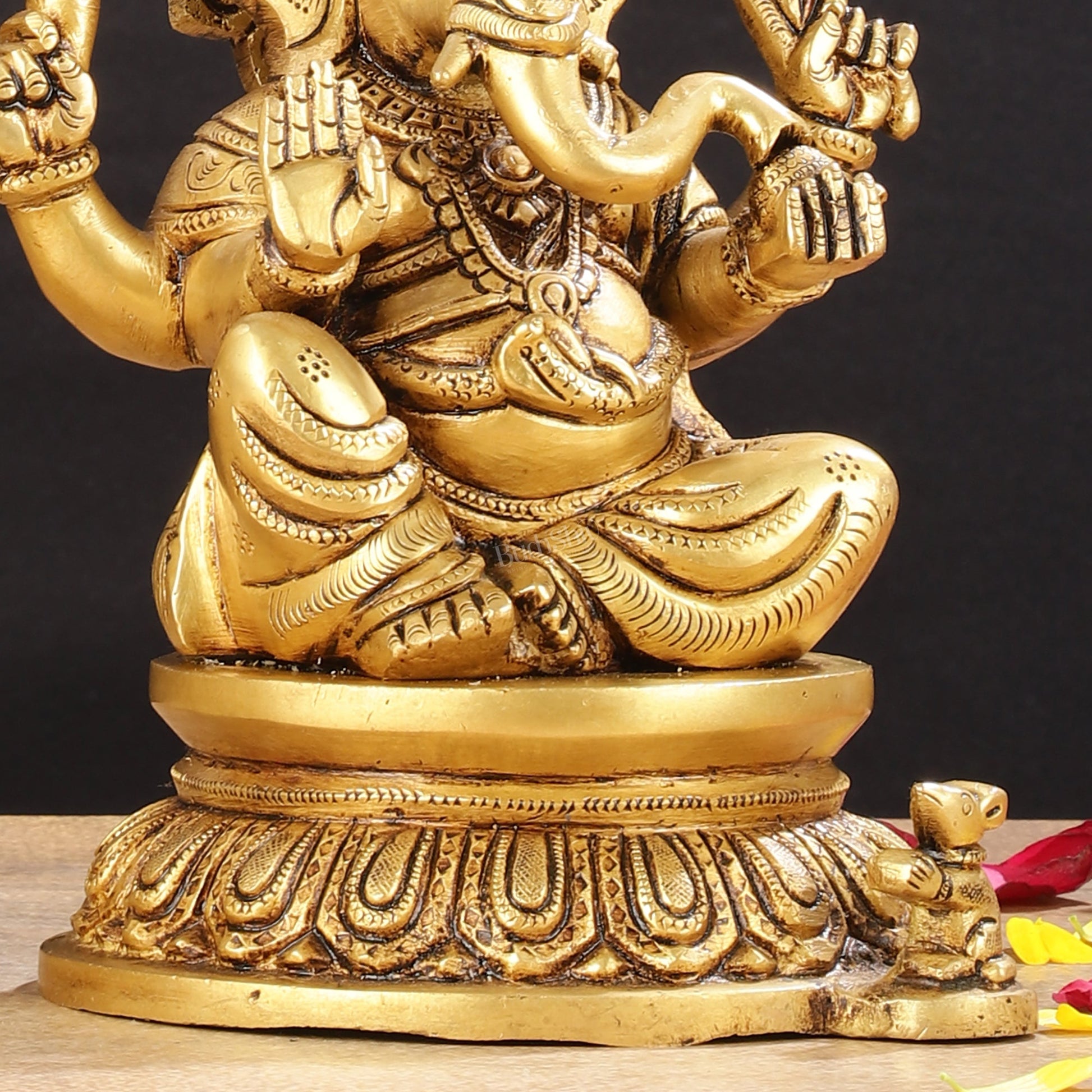 Pure Brass Superfine Ganesha Lakshmi Idols - Exquisite 8 - Inch pair - Budhshiv.com