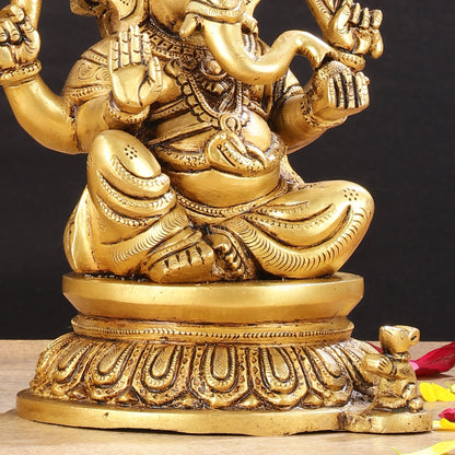 Pure Brass Superfine Ganesha Lakshmi Idols - Exquisite 8 - Inch pair - Budhshiv.com