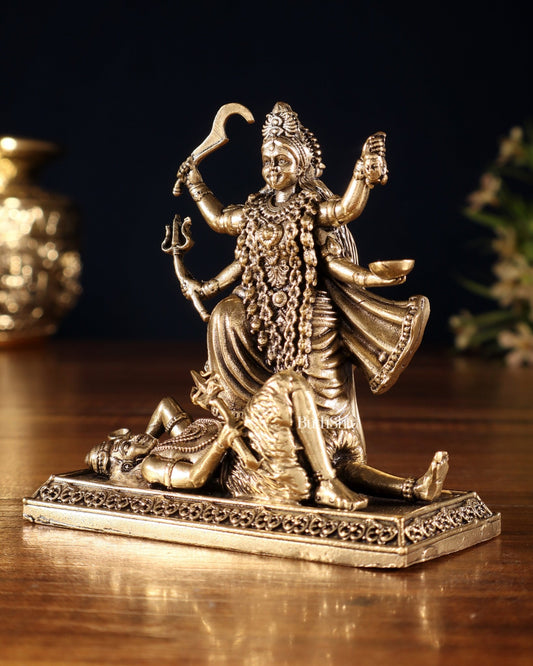 Pure Brass Superfine Goddess Kali Idol – 4" - Budhshiv.com