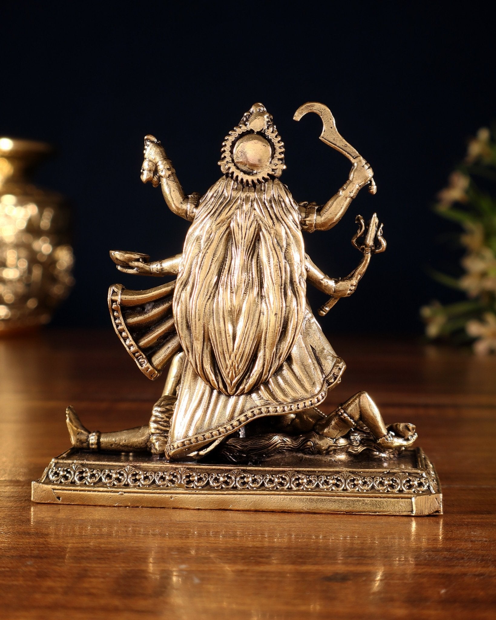 Pure Brass Superfine Goddess Kali Idol – 4" - Budhshiv.com