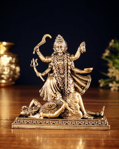 Pure Brass Superfine Goddess Kali Idol – 4" - Budhshiv.com