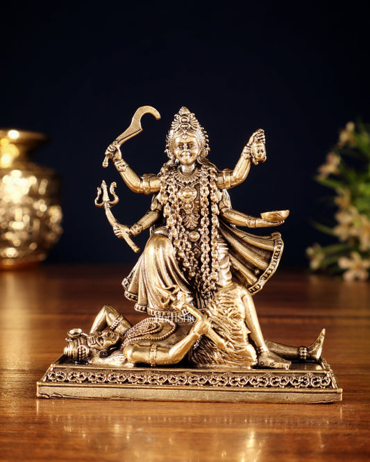 Pure Brass Superfine Goddess Kali Idol – 4" - Budhshiv.com