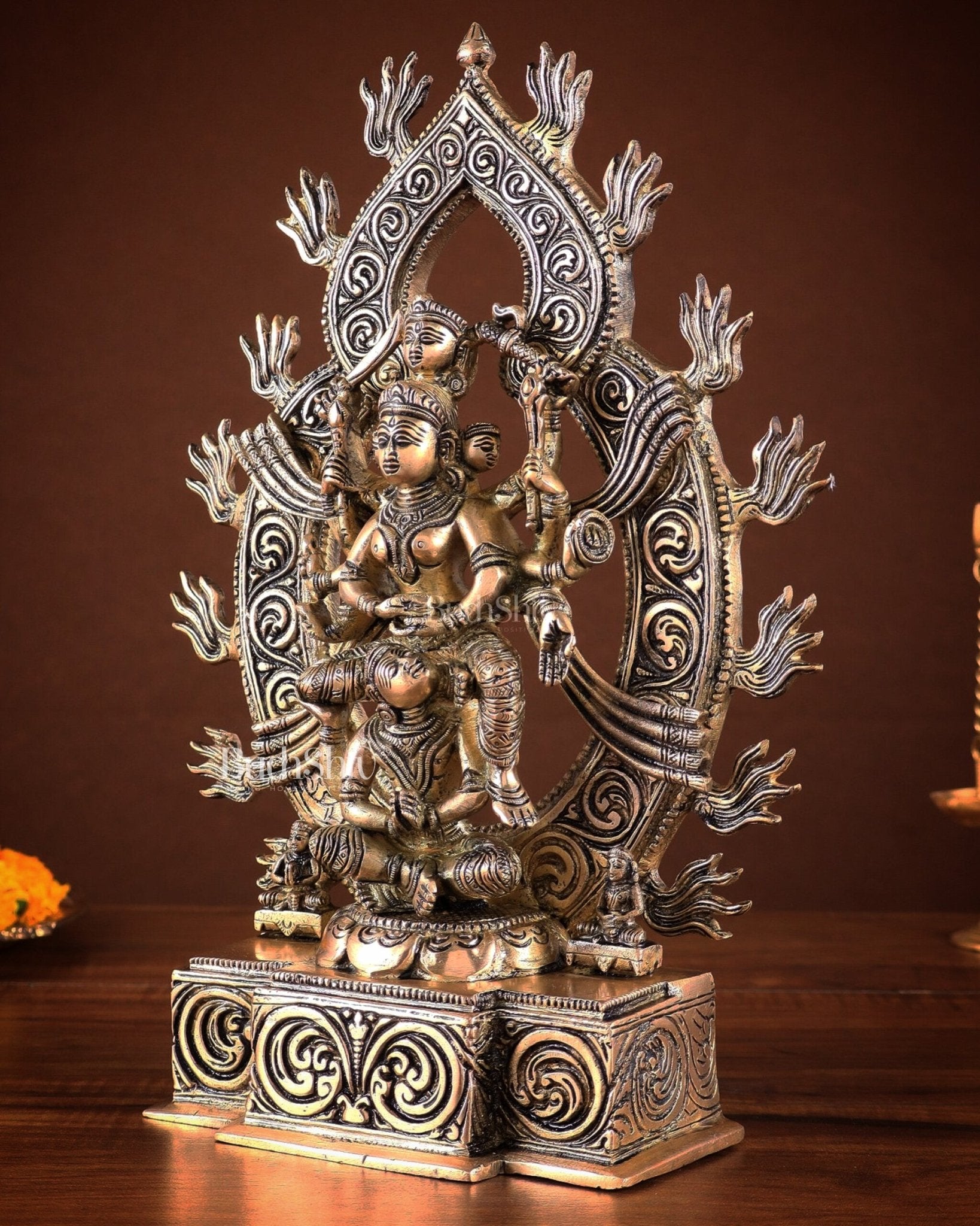 Pure Brass Superfine Goddess Kamakhya Devi Statue 12" - Budhshiv.com