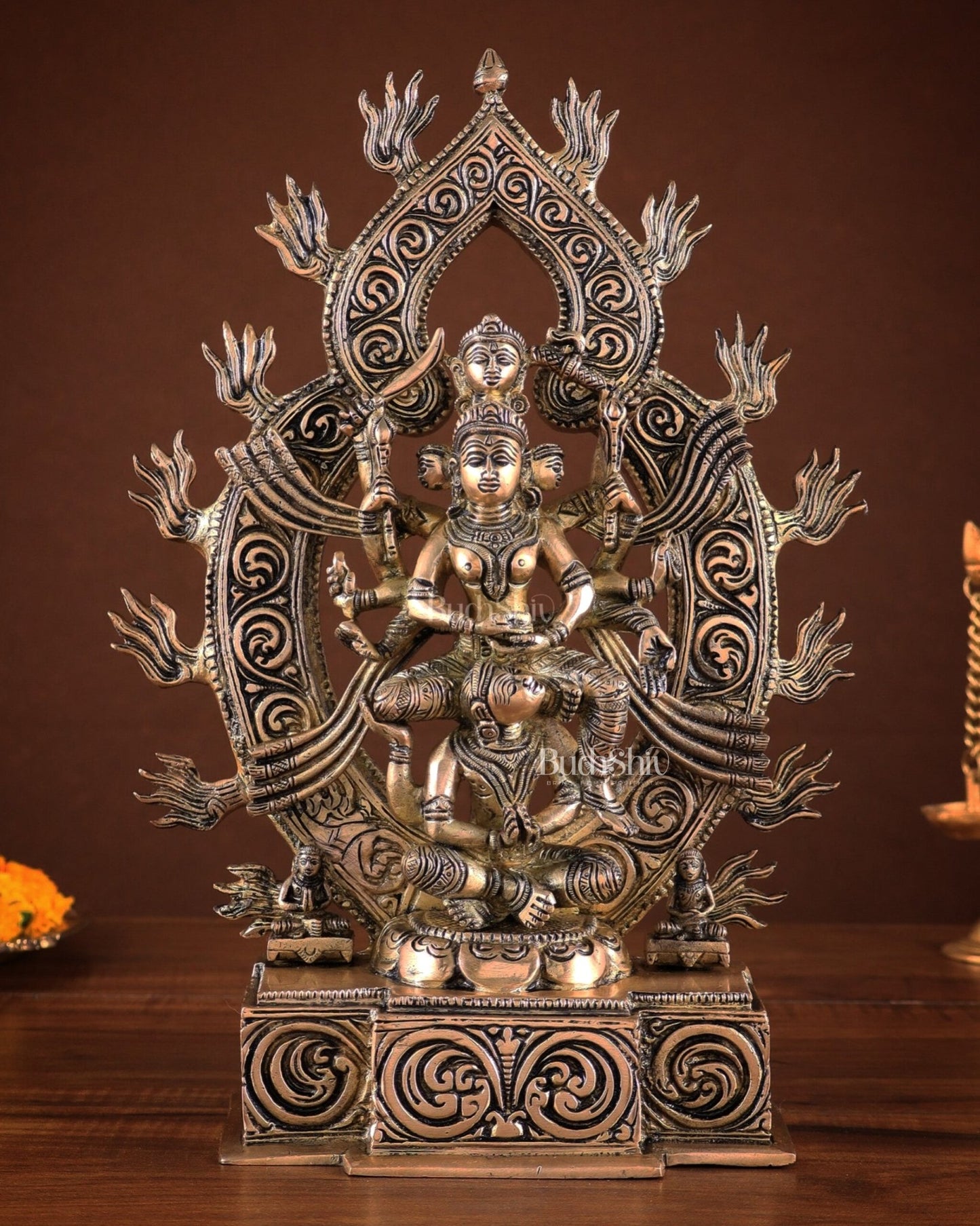 Pure Brass Superfine Goddess Kamakhya Devi Statue 12" - Budhshiv.com