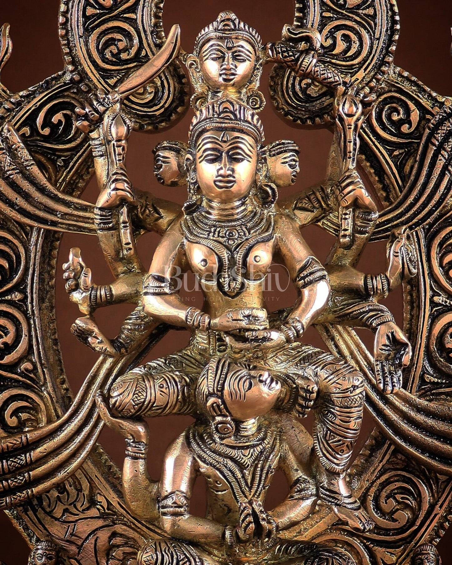 Pure Brass Superfine Goddess Kamakhya Devi Statue 12" - Budhshiv.com