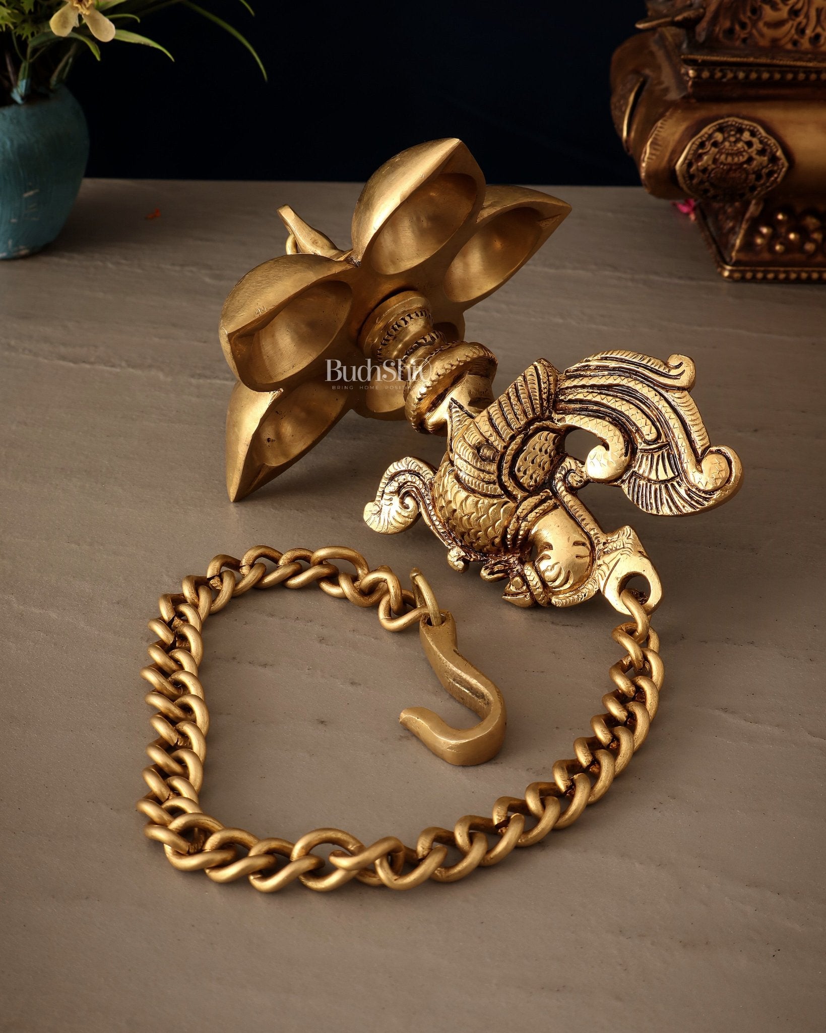 Pure Brass Superfine Hanging Annam Pakshi Diya 22" - Budhshiv.com