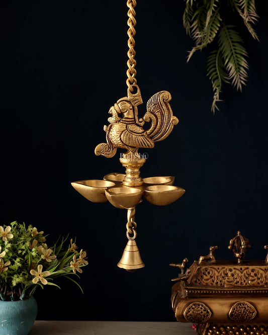 Pure Brass Superfine Hanging Annam Pakshi Diya 22" - Budhshiv.com