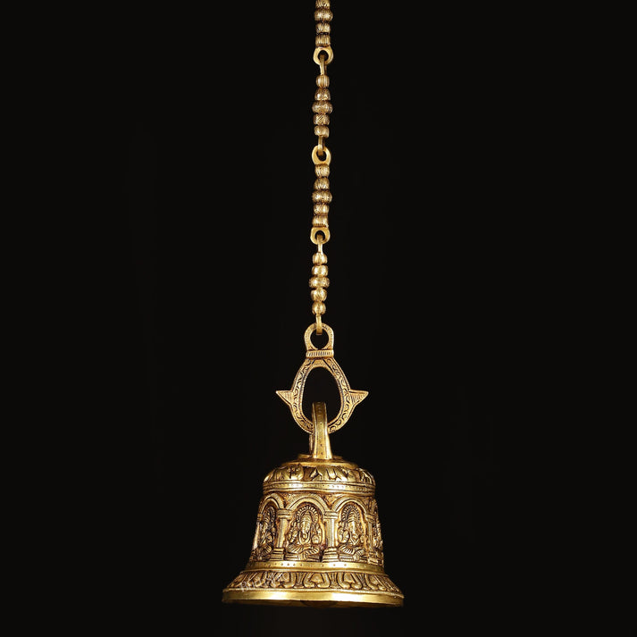 Pure Brass Superfine Heavy hanging Temple Bell with Ganesha Carvings ...