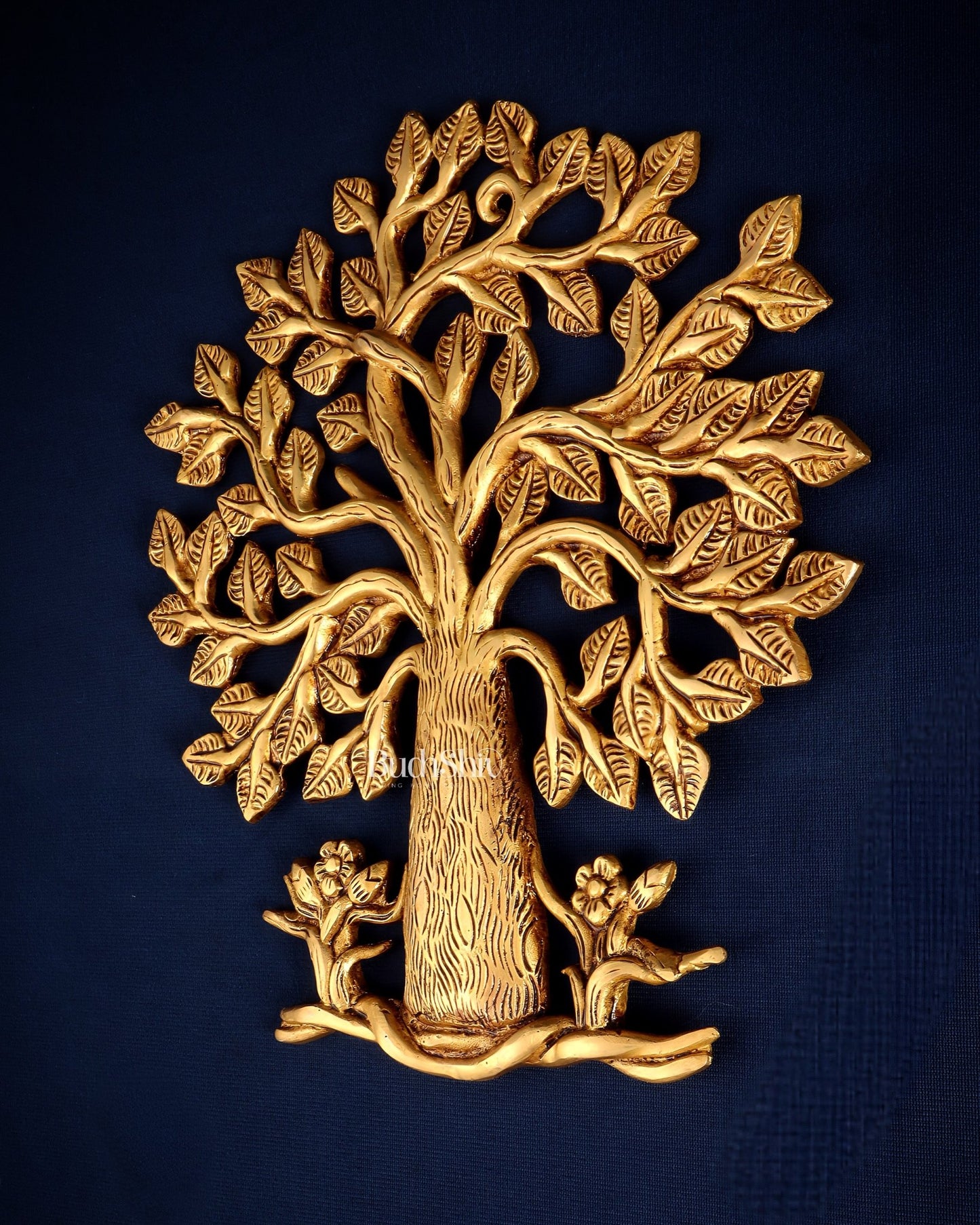 Pure Brass Superfine Kalpavriksha Tree Wall Hanging 10.5" - Budhshiv.com