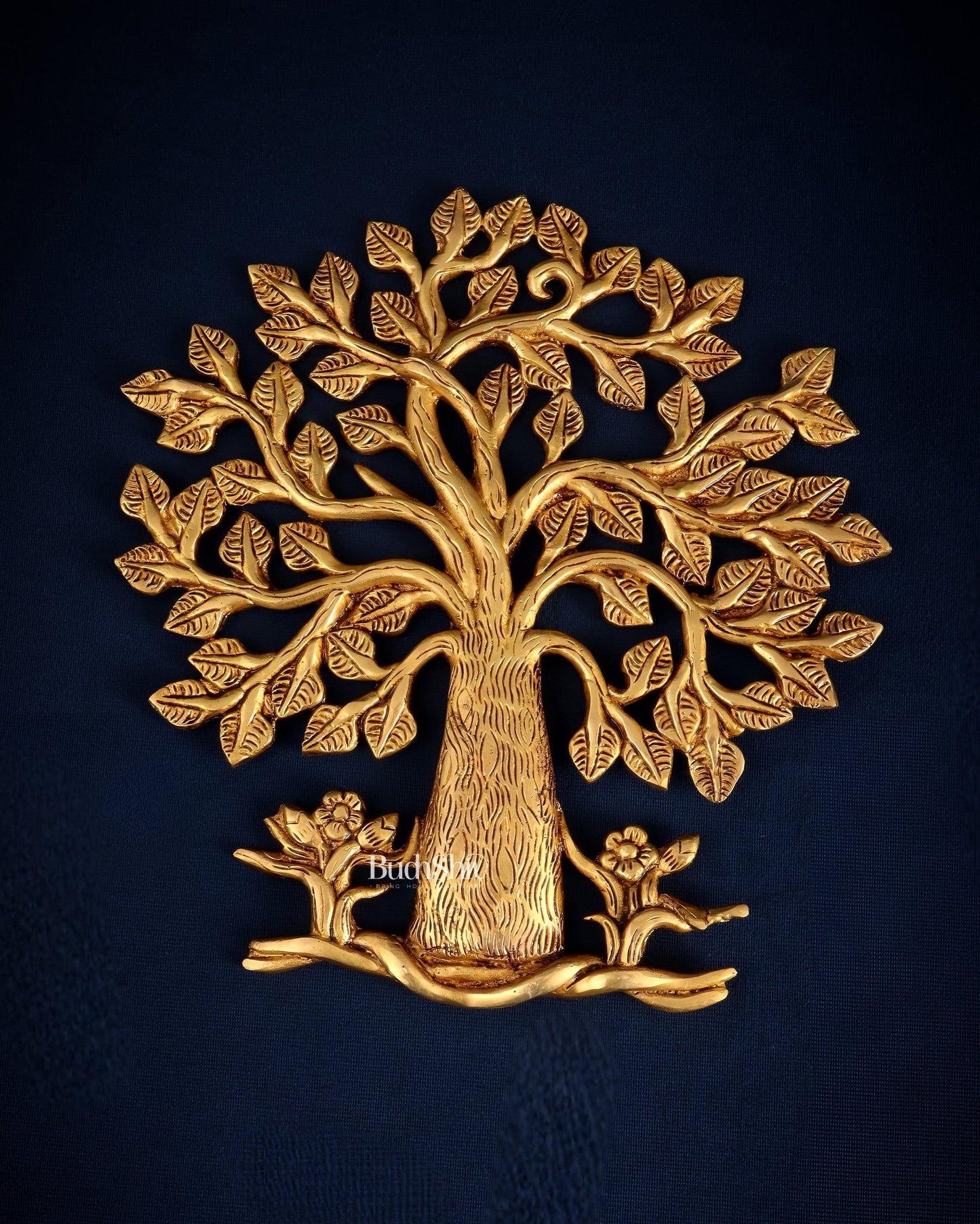 Pure Brass Superfine Kalpavriksha Tree Wall Hanging 10.5" - Budhshiv.com