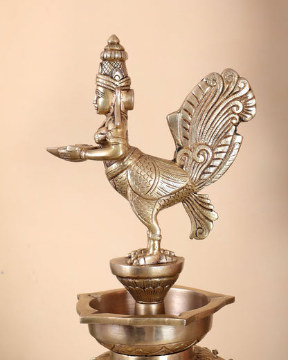 Pure Brass Superfine Kamadhenu vilakku oil lamp 30 inch - Budhshiv.com