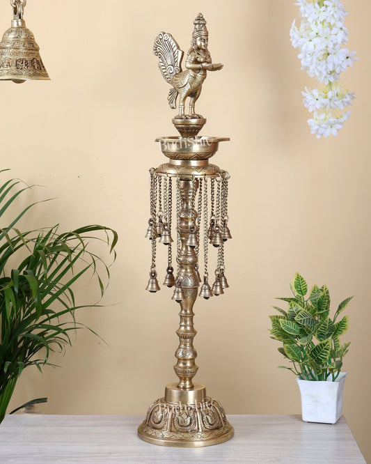 Pure Brass Superfine Kamadhenu vilakku oil lamp 30 inch - Budhshiv.com