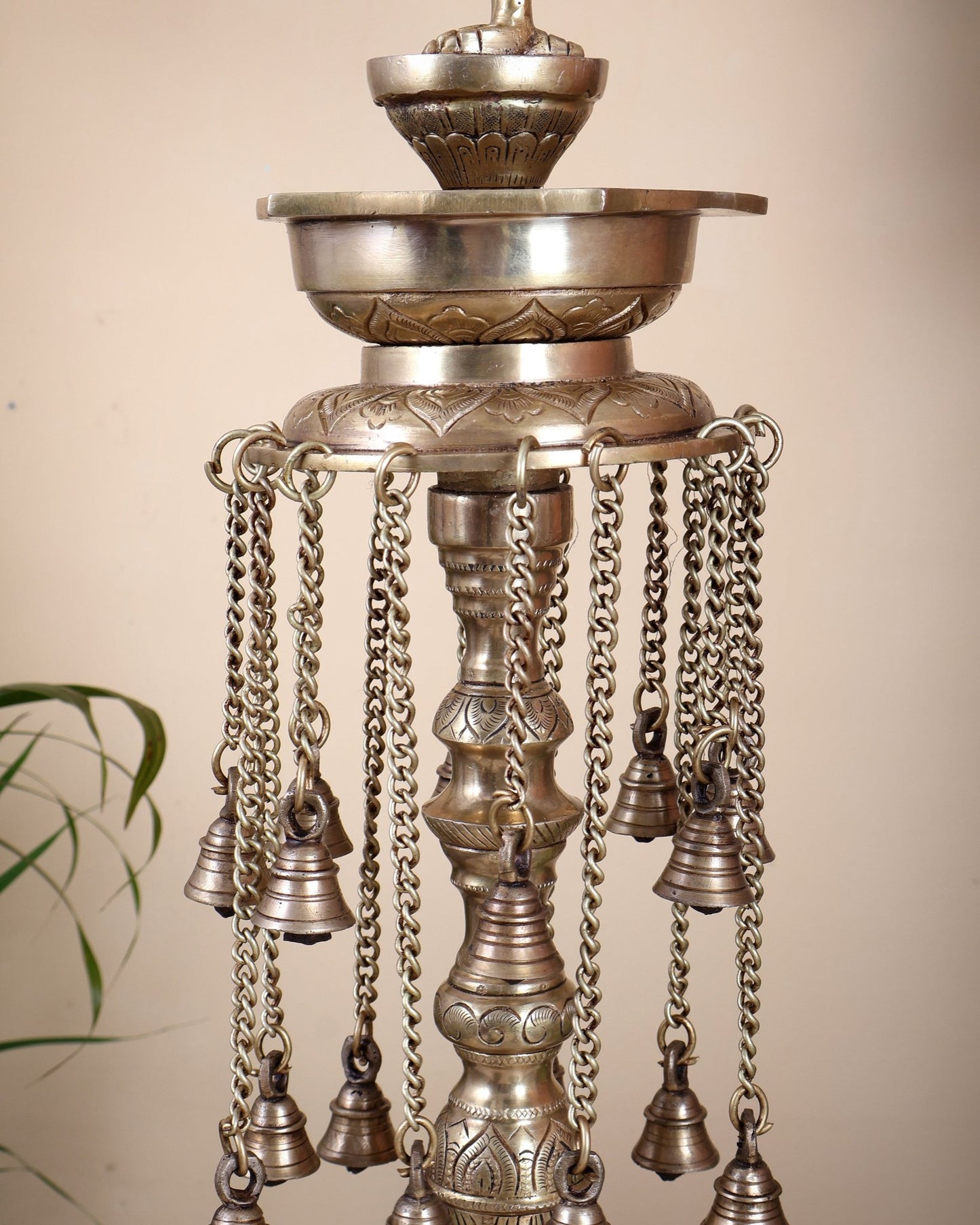 Pure Brass Superfine Kamadhenu vilakku oil lamp 30 inch - Budhshiv.com