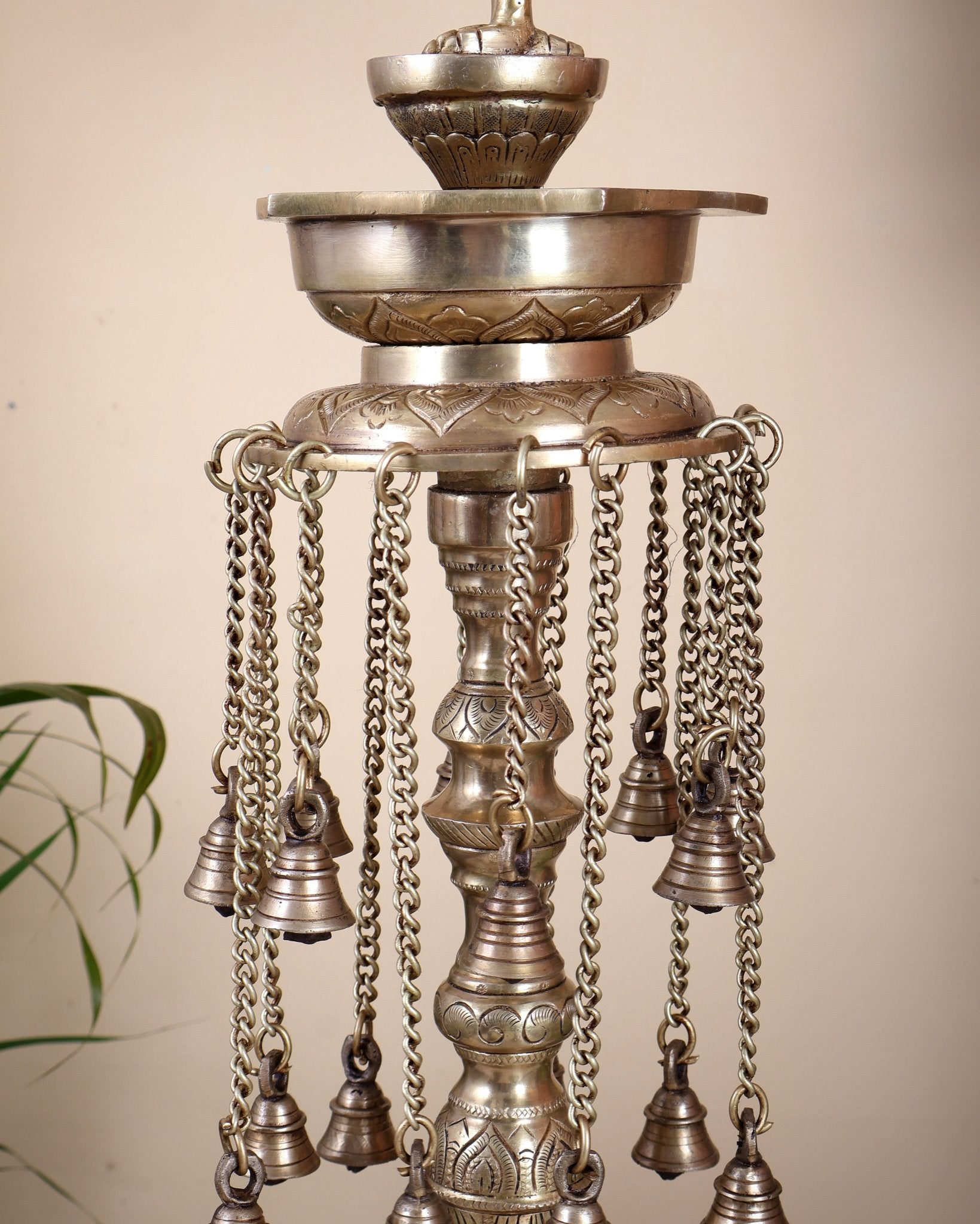 Pure Brass Superfine Kamadhenu vilakku oil lamp 30 inch - Budhshiv.com