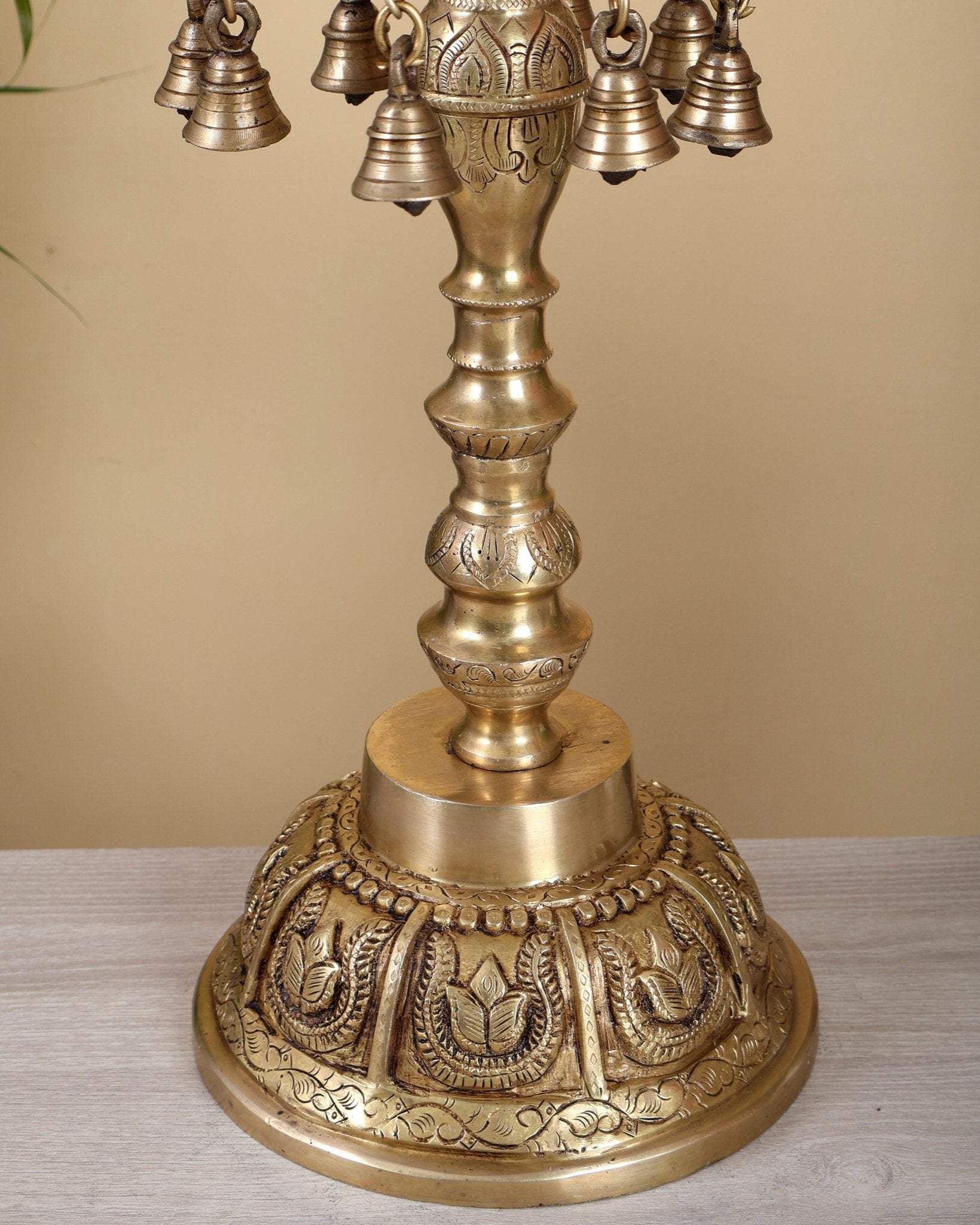 Pure Brass Superfine Kamadhenu vilakku oil lamp 30 inch - Budhshiv.com