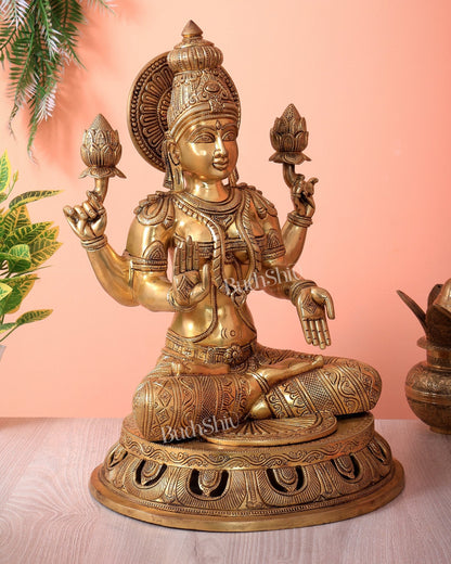 Pure Brass Superfine Lakshmi Statue – 17.5" - Budhshiv.com