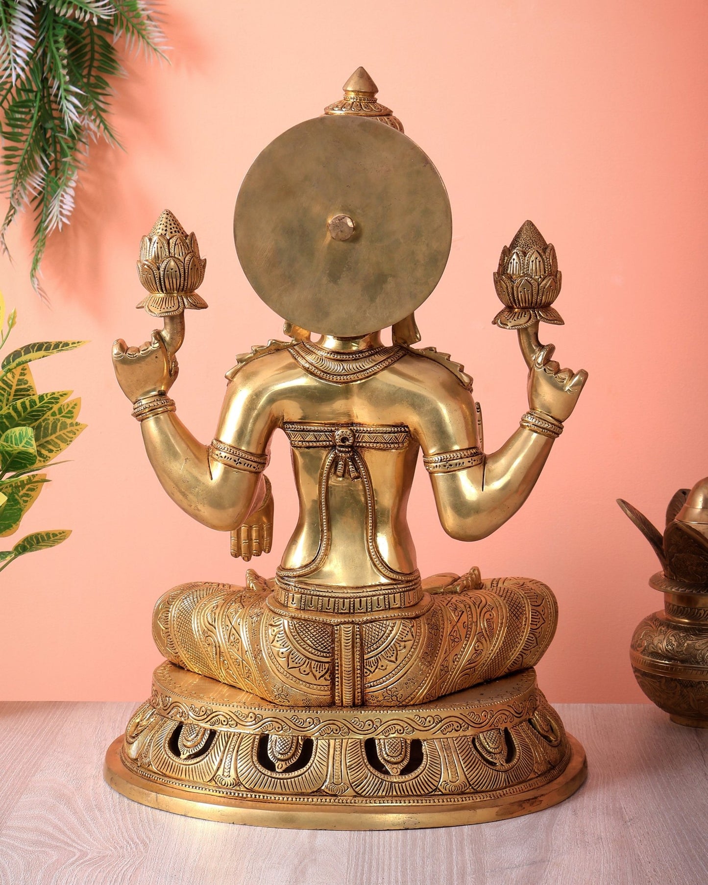 Pure Brass Superfine Lakshmi Statue – 17.5" - Budhshiv.com